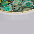 Green Agate Serving Tray With Brass Handles | Circular