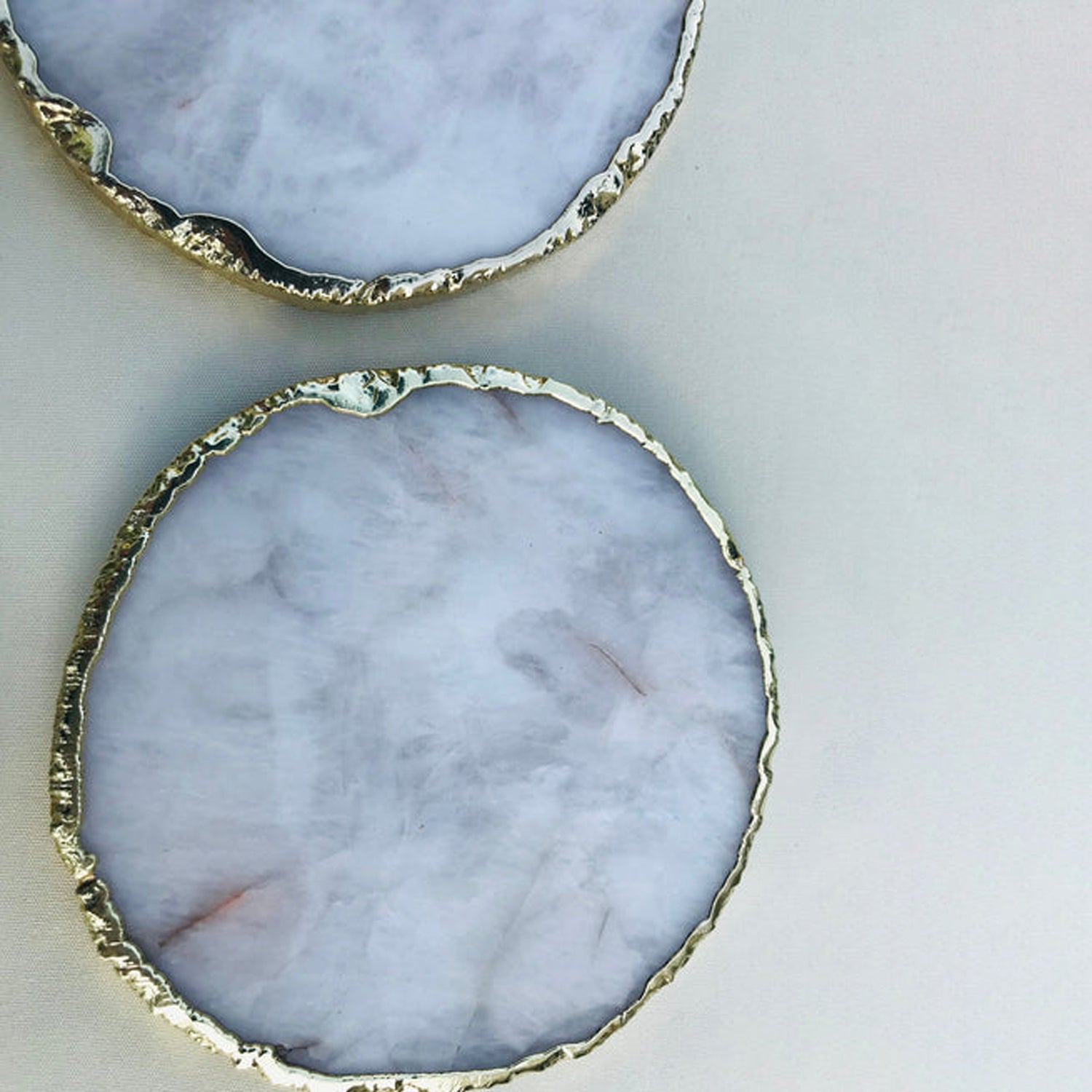 White Agate Hand Rounded Coasters - Set of 4 Large Coasters/Personalised Momentos